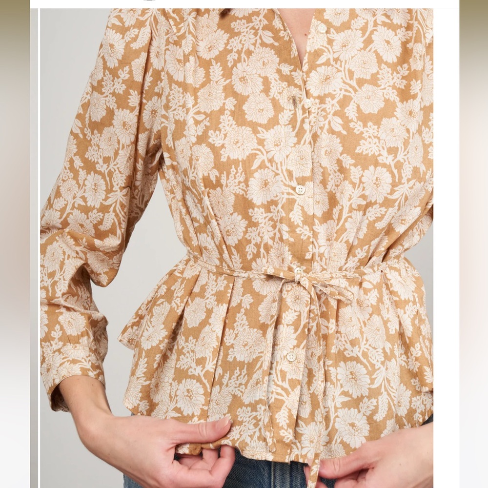 SOLD the great
the stream top - oat wild brush floral Floral Button-Up Blouse